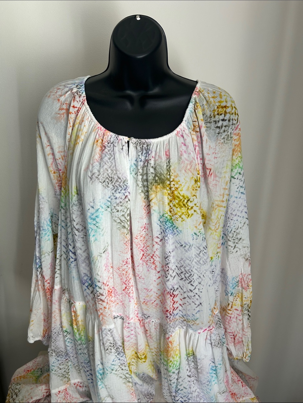 lala Berlin Lightweight Multicolor Splash Midi Dress - White Base